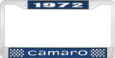1972 Camaro Style #1 License Plate Frame - Blue and Chrome with  White Lettering