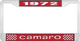1972 Camaro Style #1 License Plate Frame - Red and Chrome with  White Lettering