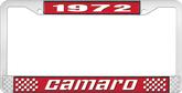 1972 Camaro Style #2 License Plate Frame - Red and Chrome with  White Lettering