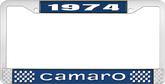 1974 Camaro License Style #1 License Plate Frame - Blue and Chrome with White Lettering