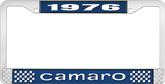 1976 Camaro Style #1 License Plate Frame - Blue and Chrome with White Lettering