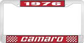 1976 Camaro Style #2 License Plate Frame - Red and Chrome with White Lettering