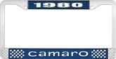 1980 Camaro Style #1 License Plate Frame - Blue and Chrome with White Lettering
