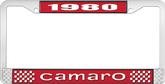 1980 Camaro Style #1 License Plate Frame - Red and Chrome with White Lettering
