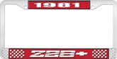 1981 Z28 License Plate Frame - Red and Chrome with  White Lettering