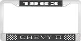 1963 Chevy II Black and Chrome License Plate Frame with White Lettering