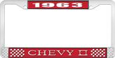 1963 Chevy II Red and Chrome License Plate Frame with White Lettering