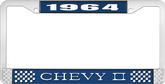 1964 Chevy II Blue and Chrome License Plate Frame with White Lettering