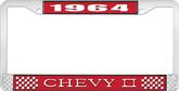 1964 Chevy II Red and Chrome License Plate Frame with White Lettering