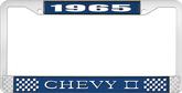 1965 Chevy II Blue and Chrome License Plate Frame with White Lettering