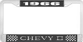 1966 Chevy II Black and Chrome License Plate Frame with White Lettering
