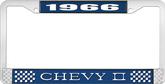 1966 Chevy II Blue and Chrome License Plate Frame with White Lettering