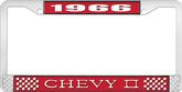 1966 Chevy II Red and Chrome License Plate Frame with White Lettering