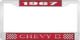 1967 Chevy II Red and Chrome License Plate Frame with White Lettering