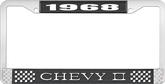 1968 Chevy II Black and Chrome License Plate Frame with White Lettering