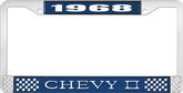1968 Chevy II Blue and Chrome License Plate Frame with White Lettering