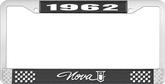 1962 Nova Black and Chrome License Plate Frame with White Lettering