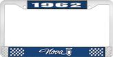 1962 Nova Blue and Chrome License Plate Frame with White Lettering