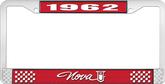 1962 Nova Red and Chrome License Plate Frame with White Lettering
