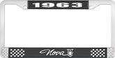 1963 Nova Black and Chrome License Plate Frame with White Lettering