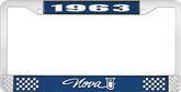 1963 Nova Blue and Chrome License Plate Frame with White Lettering