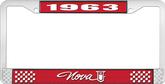 1963 Nova Red and Chrome License Plate Frame with White Lettering