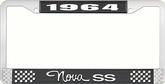 1964 Nova SS Black and Chrome License Plate Frame with White Lettering