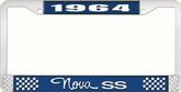 1964 Nova SS Blue and Chrome License Plate Frame with White Lettering