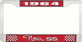 1964 Nova SS Red and Chrome License Plate Frame with White Lettering