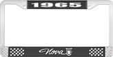 1965 Nova Black and Chrome License Plate Frame with White Lettering 