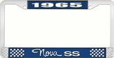 1965 Nova SS Blue and Chrome License Plate Frame with White Lettering