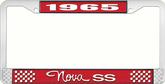 1965 Nova SS Red and Chrome License Plate Frame with White Lettering