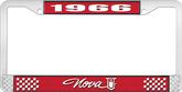 1966 Nova Red and Chrome License Plate Frame with White Lettering