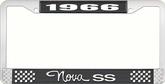 1966 Nova SS Black and Chrome License Plate Frame with White Lettering