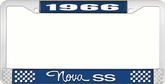 1966 Nova SS Blue and Chrome License Plate Frame with White Lettering