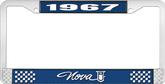 1967 Nova Blue and Chrome License Plate Frame with White Lettering