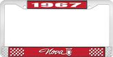 1967 Nova Red and Chrome License Plate Frame with White Lettering
