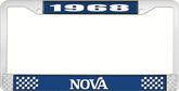 1968 Nova Blue and Chrome License Plate Frame with White Lettering