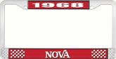 1968 Nova Red and Chrome License Plate Frame with White Lettering
