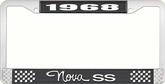 1968 Nova SS Black and Chrome License Plate Frame with White Lettering