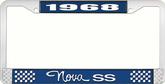 1968 Nova SS Blue and Chrome License Plate Frame with White Lettering