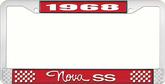 1968 Nova SS Red and Chrome License Plate Frame with White Lettering
