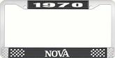 1970 Nova Black and Chrome License Plate Frame with White Lettering