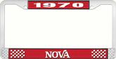 1970 Nova Red and Chrome License Plate Frame with White Lettering