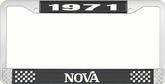 1971 Nova Black and Chrome License Plate Frame with White Lettering