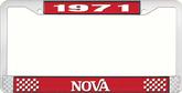 1971 Nova Red and Chrome License Plate Frame with White Lettering