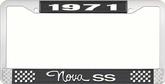 1971 Nova SS Black and Chrome License Plate Frame with White Lettering