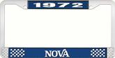 1972 Nova Blue and Chrome License Plate Frame with White Lettering