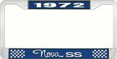 1972 Nova SS Blue and Chrome License Plate Frame with White Lettering