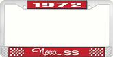 1972 Nova Red and Chrome License Plate Frame with White Lettering